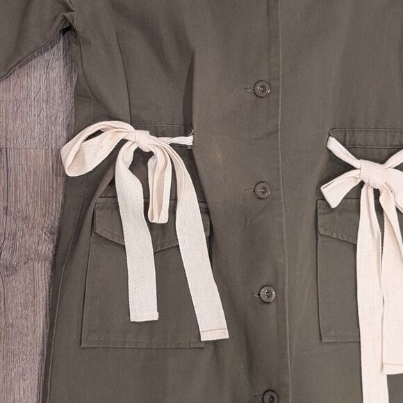 Anthropologie Harlyn Army Green Military Jacket Blazer with Bow Detail XSmall XS - Picture 6 of 8